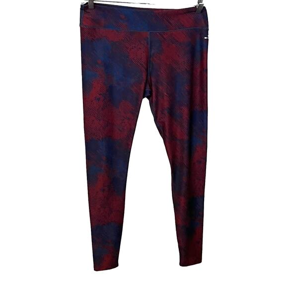 BCG HIGH-RISE FULL-LENGTH LEGGINGS, WOMENS, L, RED & NAVY BLUE ABSTRACT PATTERN - Picture 1 of 8